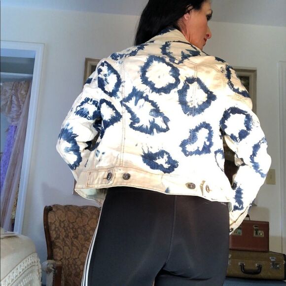 Style & Co denim jean jacket bleached pattern - Picture 2 of 6